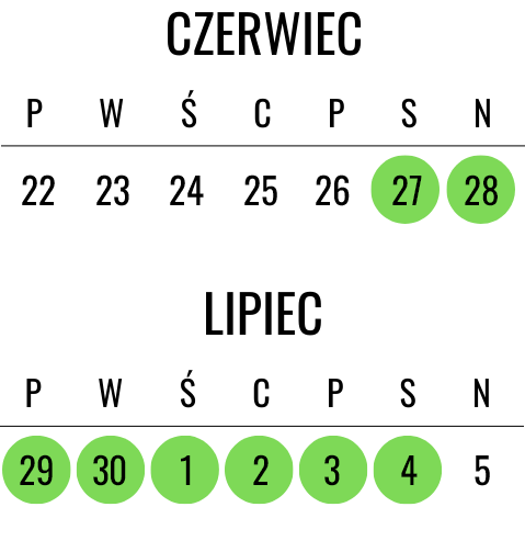 Kalendarz wakacji 2026