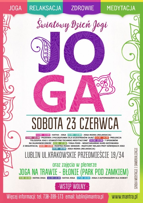 Światowy Dzień Jogi w Lublinie 2018 - plakat